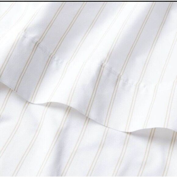 Threshold Full Kaki Striped Bed Flat Top Sheet - Picture 6 of 9
